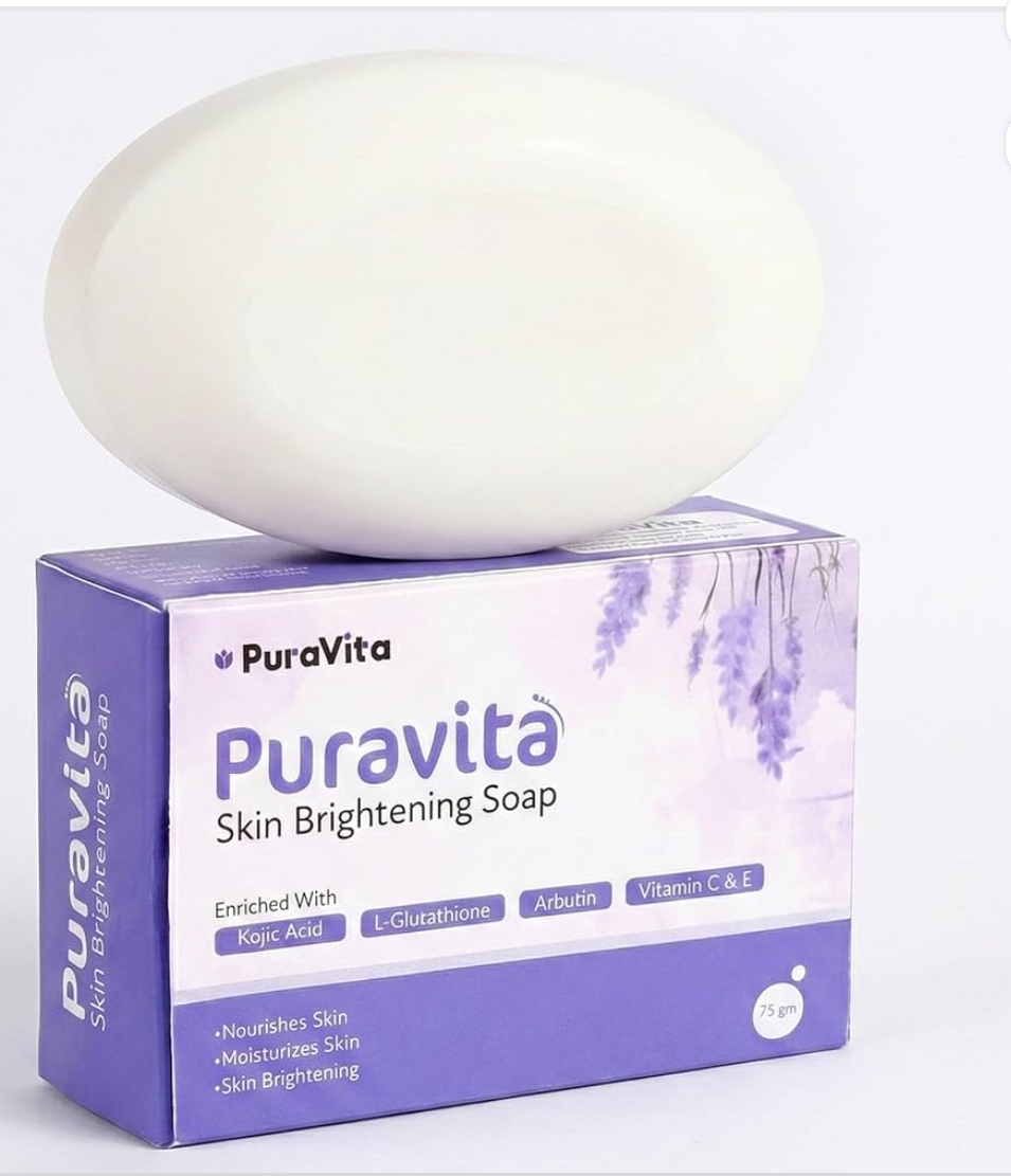 Puravita Skin Brightening Soap With Kojic Acid Glutathione | Tan Removal Soap for Men Women